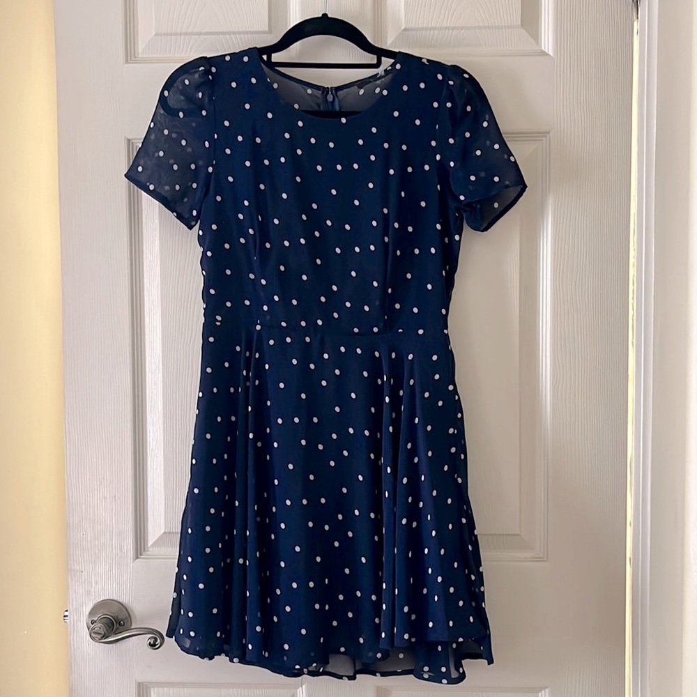 Cute Navy Blue Polka Dot Cocktail